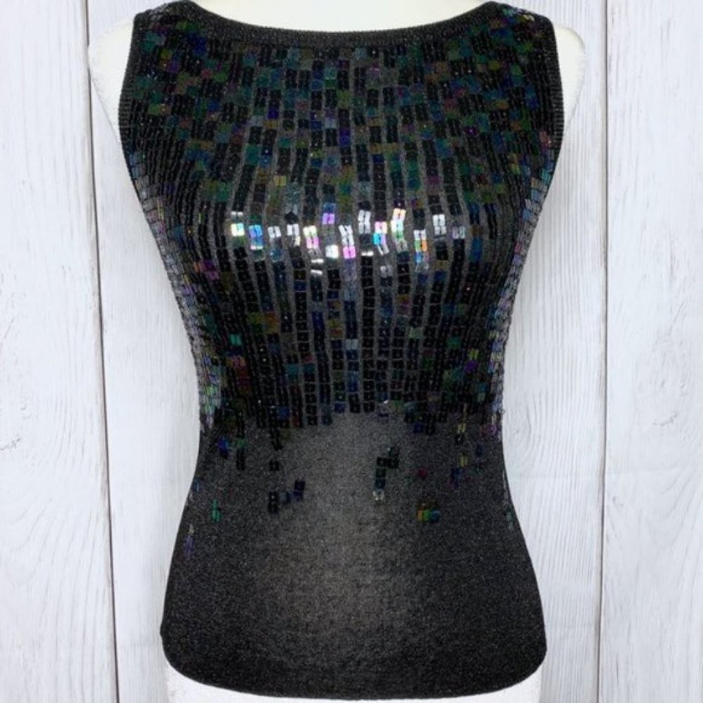 Voguer Sequin Black Blouse & Cardigan Set - Picture 2 of 4
